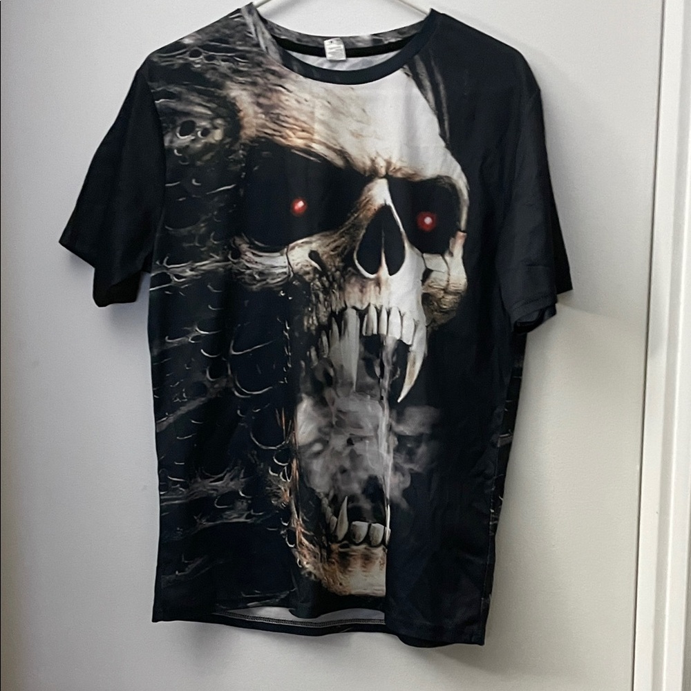Men's Black Graphic Skull T-Shirt